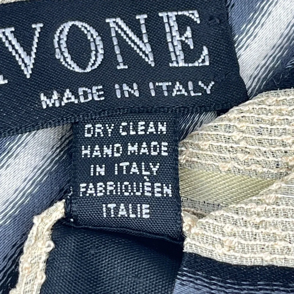Pavone Tie Men One Size Black Grey Tan Striped Textured Handmade in Italy